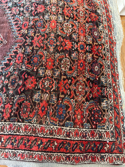 Antique Persian Malayer Runner, 3'7" x 13'5", in blue, navy, red and rose - photo 2