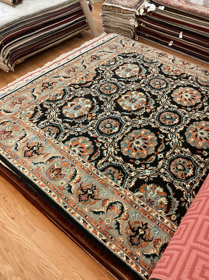 Afghan Mohal Rug, 9'2" x 11'8", in black, ivory, rust and sea moss - photo 2