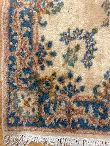 Vintage Persian Kerman Runner, 2'7" x 22', in blue, green, ivory and rose - photo 2