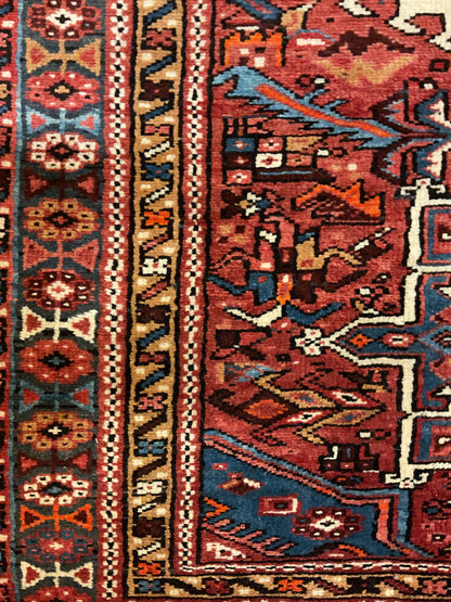 Vintage Persian Karajh Runner, 3'7" x 16'1", in ivory, navy, red and teal - photo 2