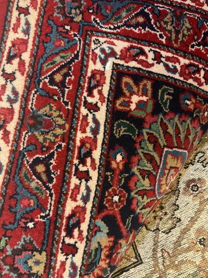 Sino Mashad Rug, 8'10" x 11'10", in black, blue, green and ivory