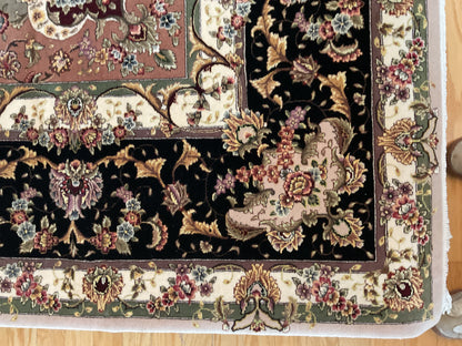 Sino Tabriz Rug with Silk, 10' x 14', in black, ivory, pistachio and salmon - photo 3