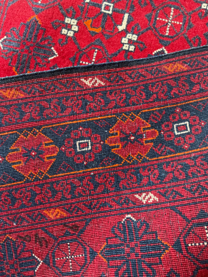 Afghan Bokhora Runner, 2'9" x 12'9", in ivory, navy and red - photo 4