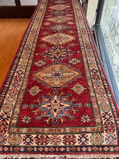 Pakistani Kazak Runner, 2'7" x 10'3", in blue, gold, ivory and red - photo 2