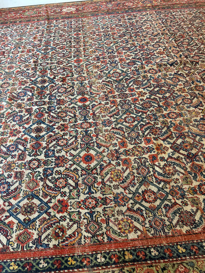Antique Persian Farahan Rug, 10'8" x 13'5", in blue, gold and red - photo 5