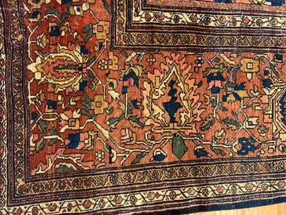 Antique Persian Sarouk Farahan Rug, 13'11" x 22'6", in gold, navy, rust and salmon - photo 2