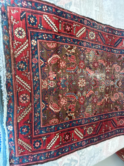 Antique Persian Northwest Runner, 3'5" x 17'2", in brown, navy, pink and red - photo 2