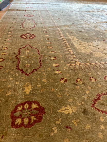 Vintage Afghan Sevas Rug, 12' x 14'11", in grey, ivory, olive and red - photo 5