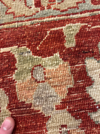 Pakistani Peshawar Rug, 7'3" x 9', in beige, green, ivory and red - photo 4