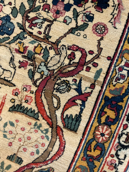 Antique Persian Tehran Rug, 9'10" x 13'5", in baby blue, gold, ivory and navy - photo 4