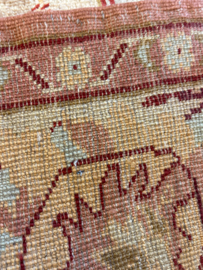 Vintage Turkish Oushak Rug, 9'1" x 11'10", in brick, burgundy, gold and green - photo 3