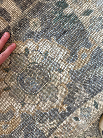Indian Mohal Rug, 10' x 13'11", in blue, charcoal, grey and ivory - photo 4