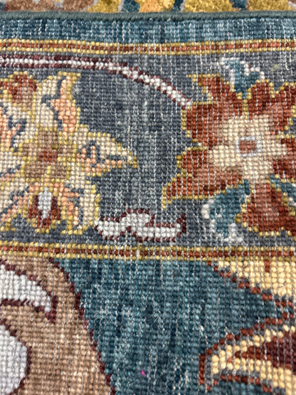 Indian Mashad Rug, 8'2" x 10', in brown, gold, orange and teal - photo 3