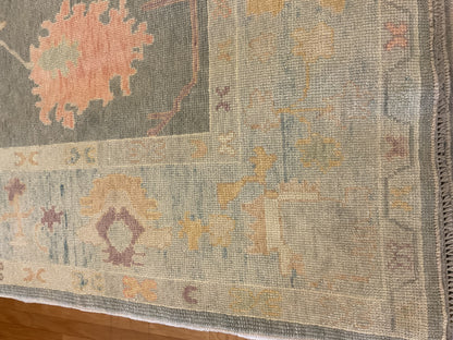 Turkish Oushak Rug, 8' x 9'8", in beige, gold, grey and peach - photo 2