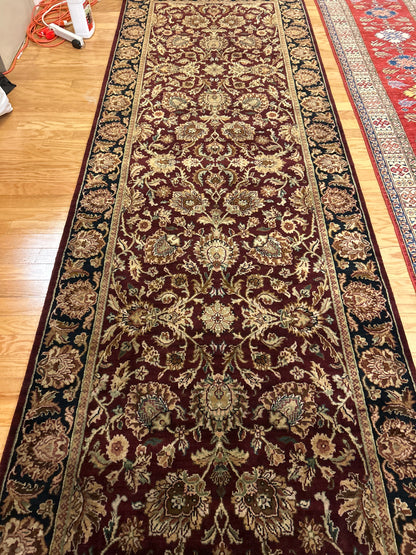 Indian Agra Jaipur Runner, 4' x 12'2", in beige, black, burgundy and gold - photo 2