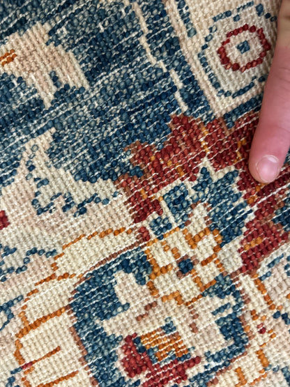 Afghan Mohal Rug, 9'1" x 11'10", in blue, ivory and red - photo 3