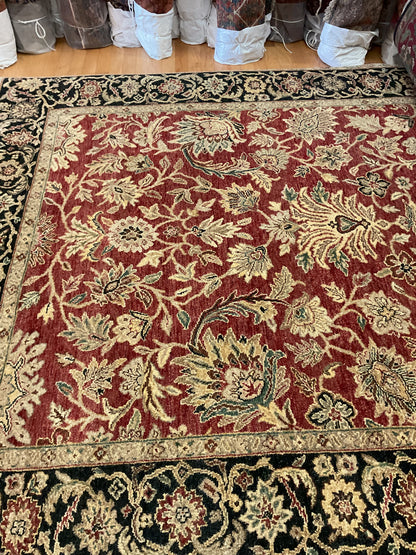 Indian Peshawar Rug, 6'1" x 9'1", in beige, black, ivory and red - photo 4
