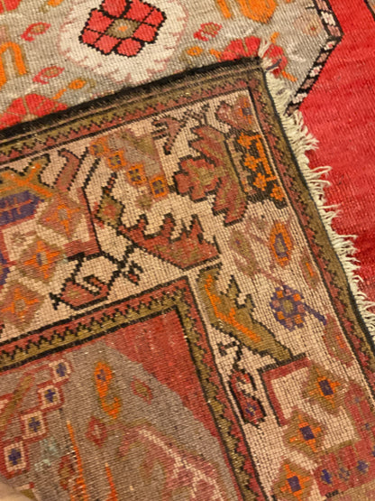 Antique Persian Kurdish Rug, 3'11" x 5'6", in grey, ivory, orange and red - photo 3