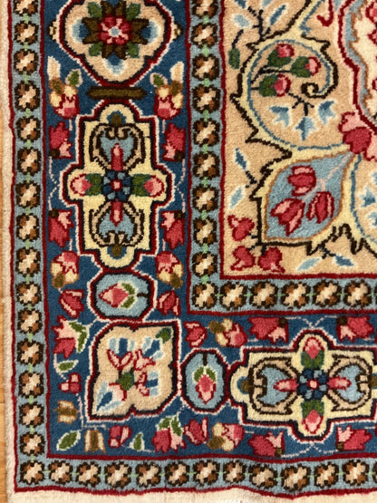 Vintage Persian Kerman Rug, 6' x 6', in beige, green, ivory and navy - photo 3