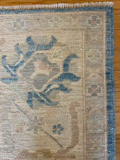 Afghan Oushak Rug, 9' x 11'8", in beige, blue and tan - photo 4