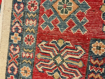 Afghan Kazak Rug, 7'11" x 9'10", in blue, ivory, navy and red - photo 4