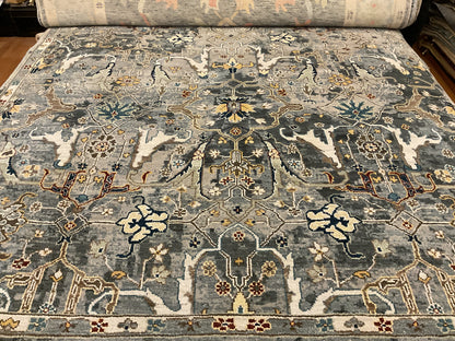 Indian Mohal Rug, 8' x 10', in charcoal, gold, grey and ivory - photo 2