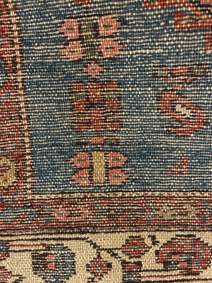 Antique Persian Malayer Rug, 3'3" x 3'10", in blue, ivory, rust and salmon - photo 3