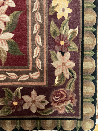 Tibetan Modern Rug, 6' x 8'7", in burgundy, green, ivory and pink - photo 2