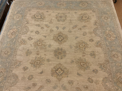 Pakistani Peshawar Rug, 7'11" x 9'9", in baby blue, beige and ivory - photo 2