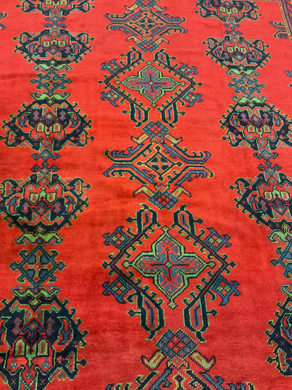 Vintage Turkish Oushak Rug, 9'5" x 11'6", in black, navy and red - photo 5