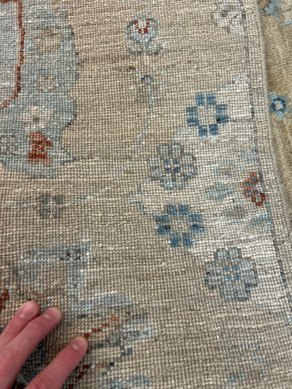 Indian Mohal Rug, 8' x 9'10", in baby blue, beige, blue and ivory - photo 3