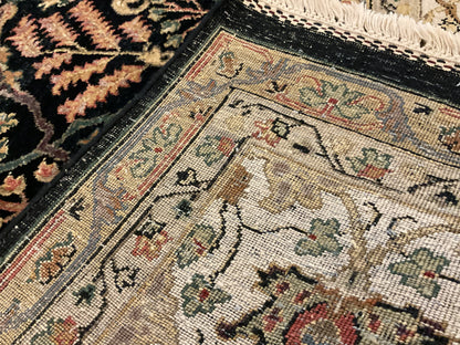 Indian Peshawar Rug, 8' x 10', in black, gold, ivory and peach - photo 4