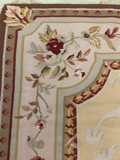 Sino Aubusson Tapestry, 8'11" x 11'6", in gold, green, ivory and pink - photo 4