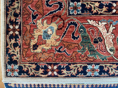 Afghan Bidjar Rug, 9'10" x 13'9", in green, ivory, navy and rust - photo 4