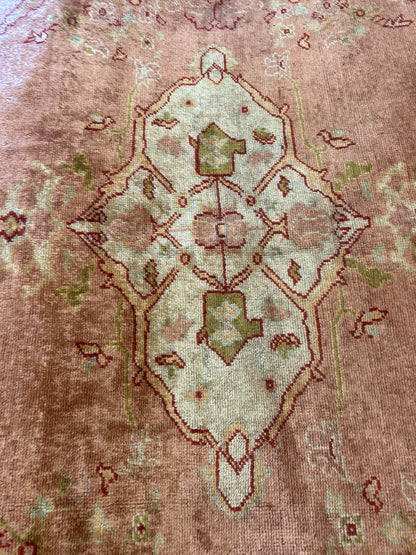 Vintage Turkish Oushak Rug, 9'1" x 11'10", in brick, burgundy, gold and green - photo 5