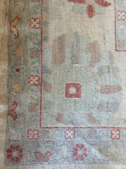 Afghan Oushak Rug, 11'9" x 15'9", in baby blue, gold, grey and ivory - photo 3