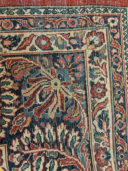 Antique Persian Sarouk Rug, 10'3" x 18'5", in ivory, navy and red - photo 3
