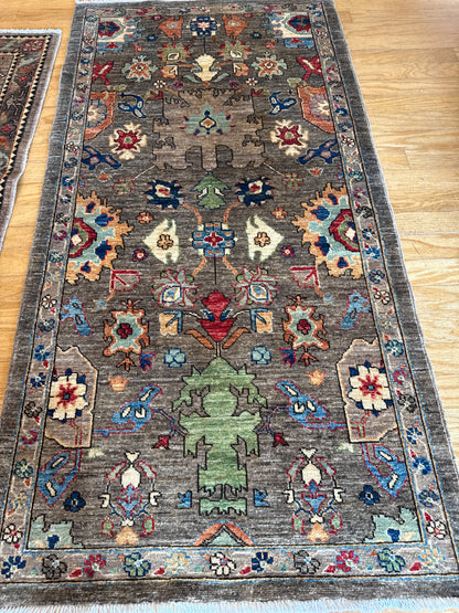 Afghan Peshawar Runner, 3'1" x 6', in baby blue, brown, cocoa and grey - photo 3