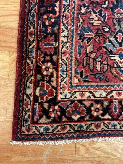 Antique Persian Sarouk Rug, 3'5" x 5', in burgundy, ivory and navy - photo 2
