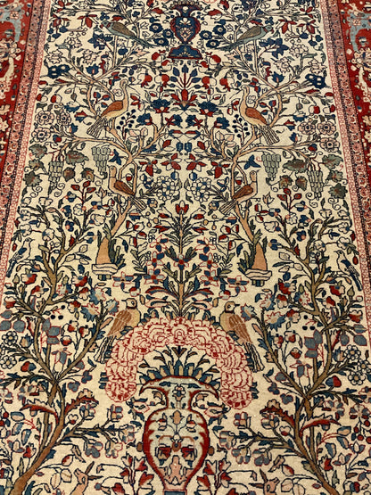Antique Persian Kashan Rug, 4'5" x 6'7", in baby blue, ivory, navy and red - photo 2