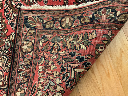 Antique Persian Sarouk Rug, 3'5" x 4'9", in brick, ivory and navy - photo 3