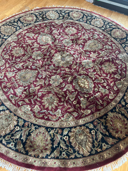 Indian Agra Jaipur Rug, 9'1" x 9'1", in beige, burgundy and navy - photo 2