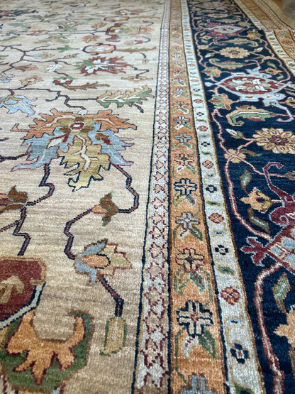 Indian Antiquity Rug, 12' x 15', in baby blue, beige, burgundy and gold - photo 4