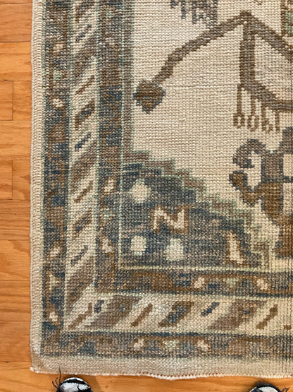 Turkish Oushak Runner, 3'2" x 9'5", in beige, brown, charcoal and grey - photo 4