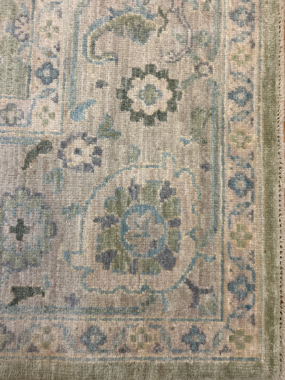 Pakistani Oushak Rug, 8' x 9'9", in green, grey and ivory - photo 3