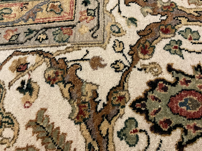 Indian Peshawar Rug, 8' x 10', in black, gold, ivory and peach - photo 3