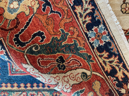 Afghan Bidjar Rug, 9'10" x 13'9", in green, ivory, navy and rust - photo 5
