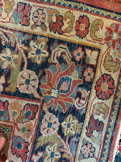 Antique Persian Sarouk Runner, 6'6" x 11'7", in ivory, navy and red - photo 4