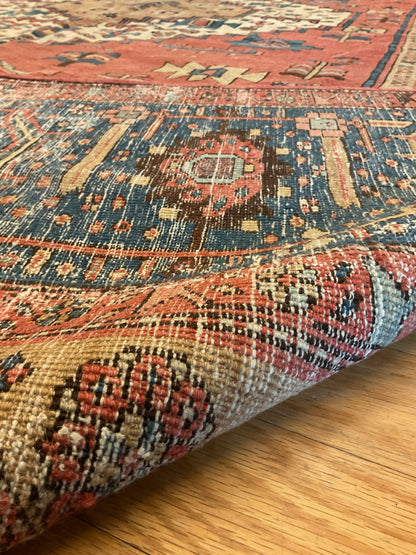 Antique Persian Serapi Rug, 8'3" x 13'3", in beige, blue, navy and rust - photo 2