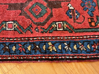 Antique Persian Malayer Runner, 3'3" x 16'8", in blue, brick and navy - photo 3